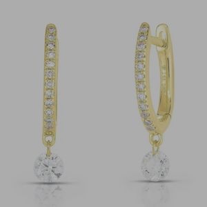 Ring Concierge Pavé Round Diamond Drop Huggies